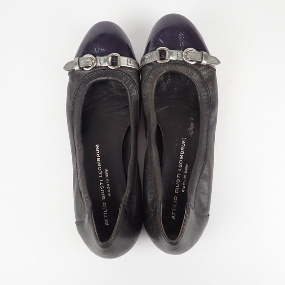AGL Attilio Giusti Leombruni Ballet Flat Womens 39 US 9  Leather Purple Cap Shoe - Picture 5 of 11